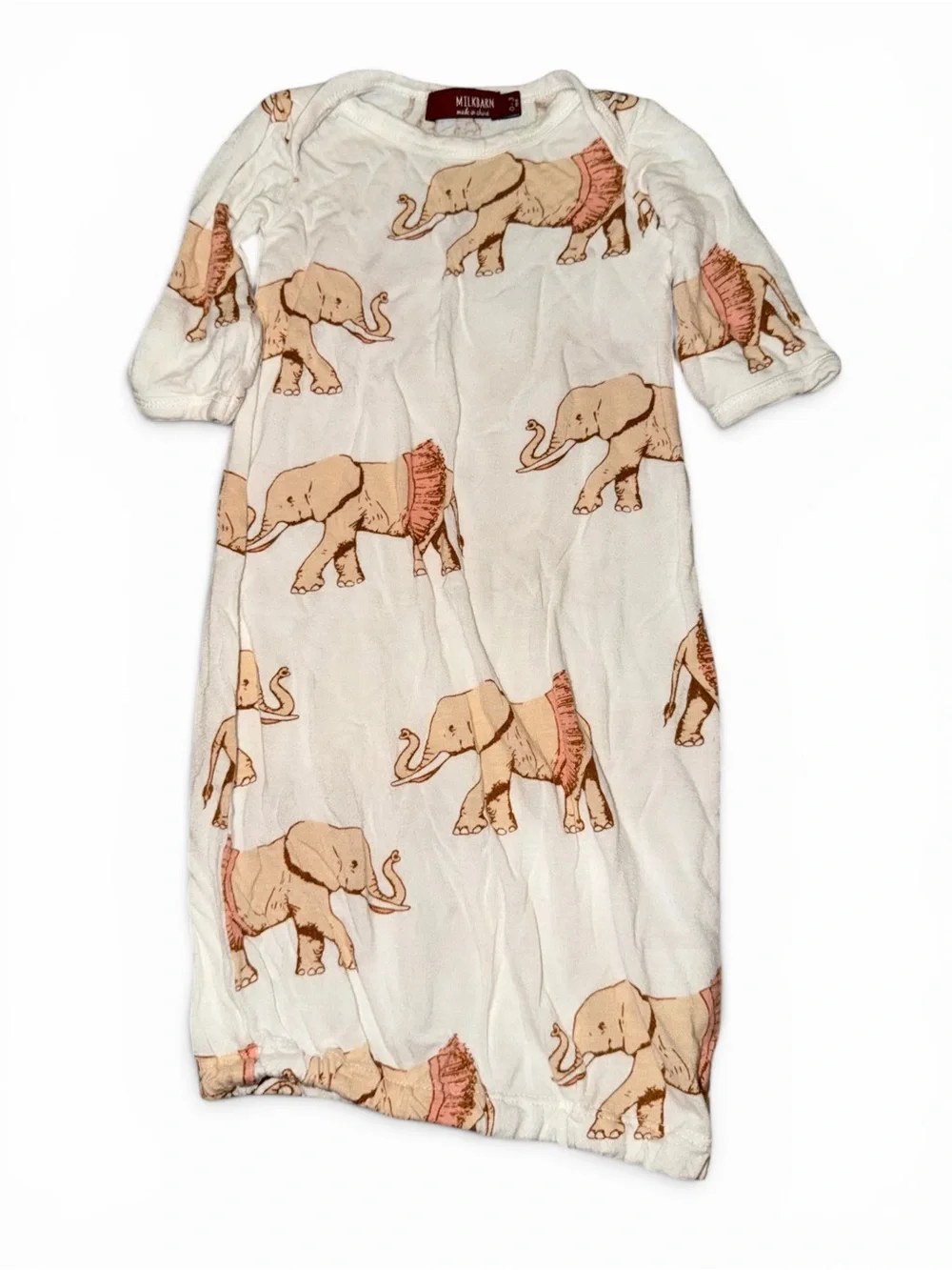 Milkbarn Bamboo Baby Sleep Gown Elephant Tutu Print 0-3M Rayon from Bamboo
